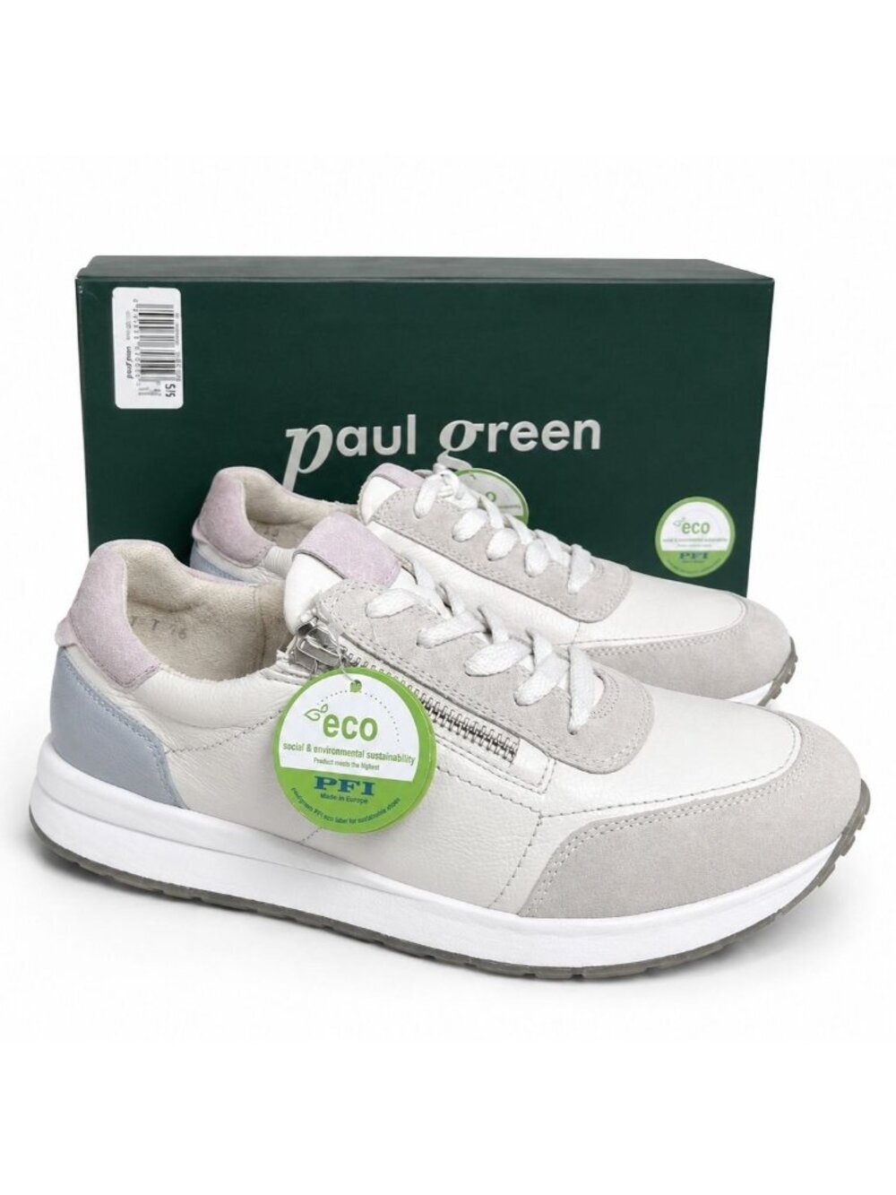 Paul Green Oceana Ivory Lavender Leather Suede Sneakers Womens 7.5